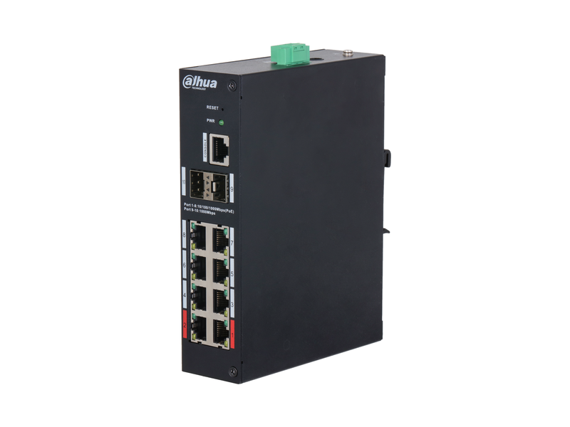 10 Port Managed Hardened Gigabit Switch with 8 PoE Ports HS4210-8GT-90